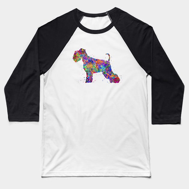 Schnauzer dog watercolor Baseball T-Shirt by Yahya Art